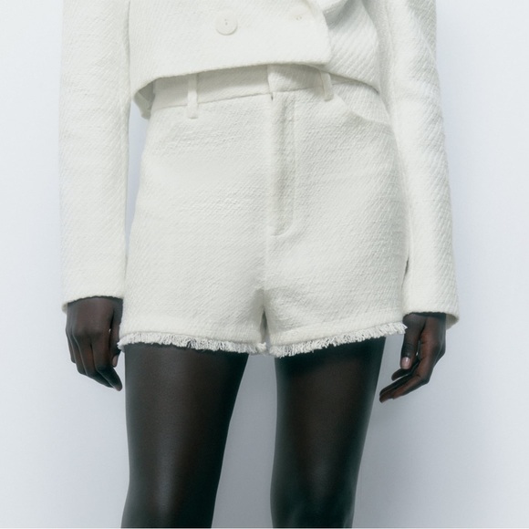 Zara White Textured Shorts - Picture 5 of 8